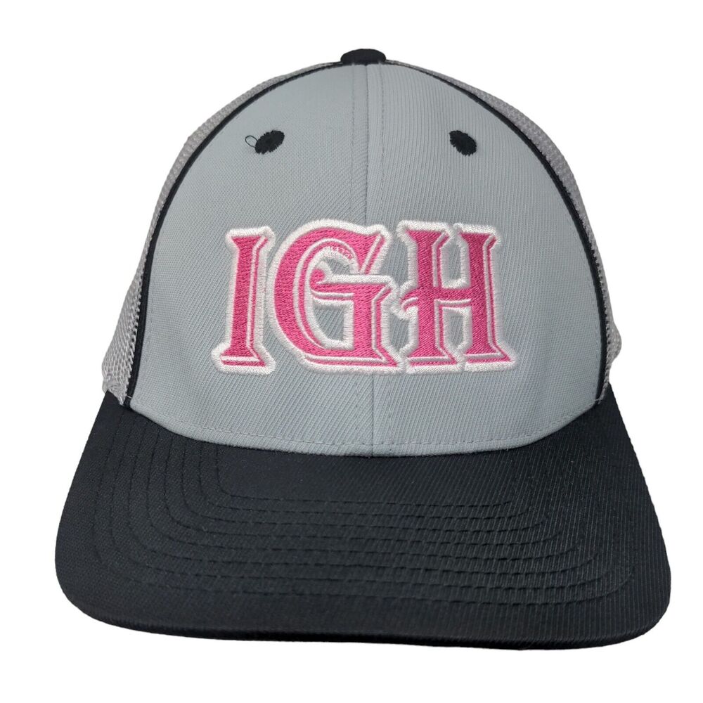 IGH Fitted Trucker Hat Gray L/XL Embroidered Pro Model Mesh Pacific Headwear